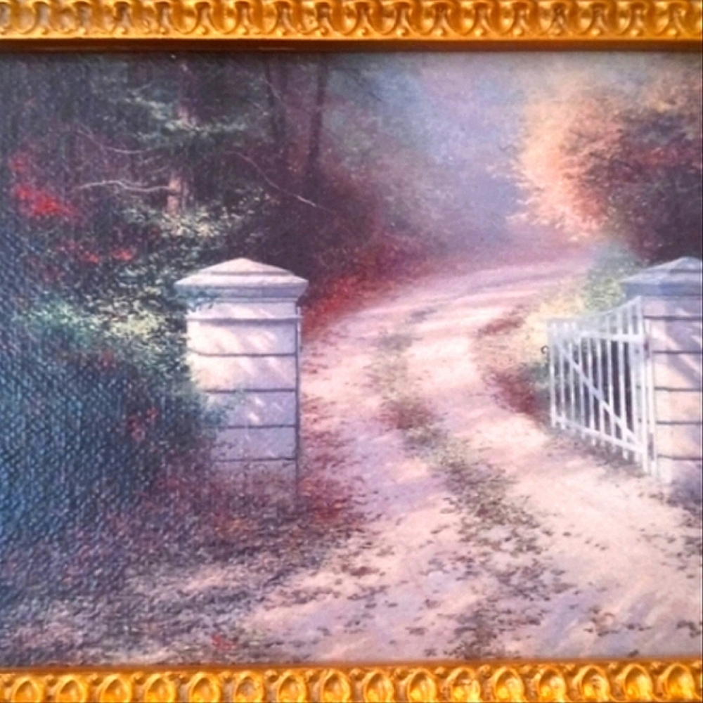 ⚜️ Thomas Kincaid AT THE GATE Gicleé Oil Painting Framed on Canvas  11"×… - Picture 5 of 14